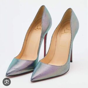 Louboutin So Kate 120 Silver Tissu Scarabe Leather Classic Pumps
